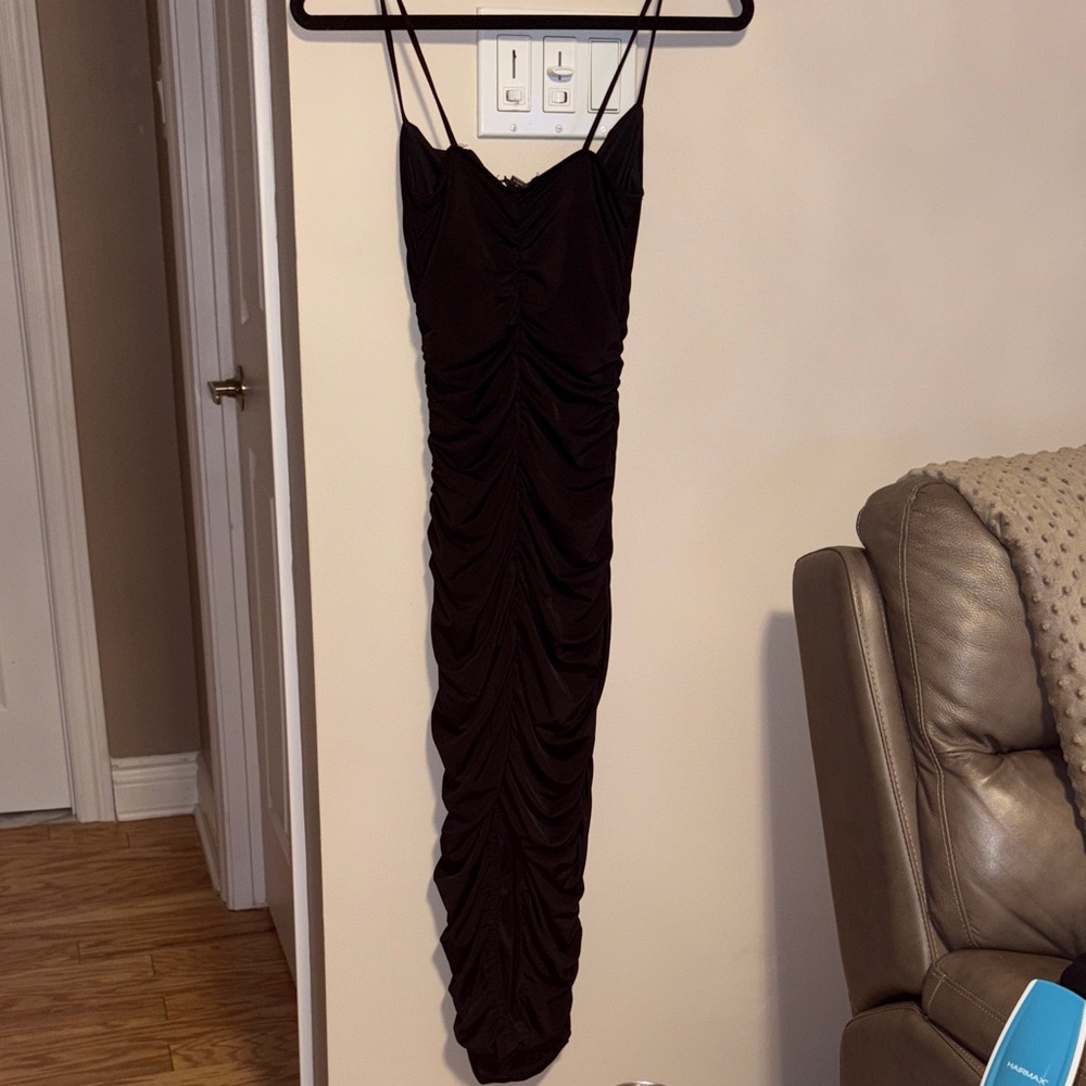 Lovely Day Elegant Black Spaghetti Strap Dress - Picture 5 of 5